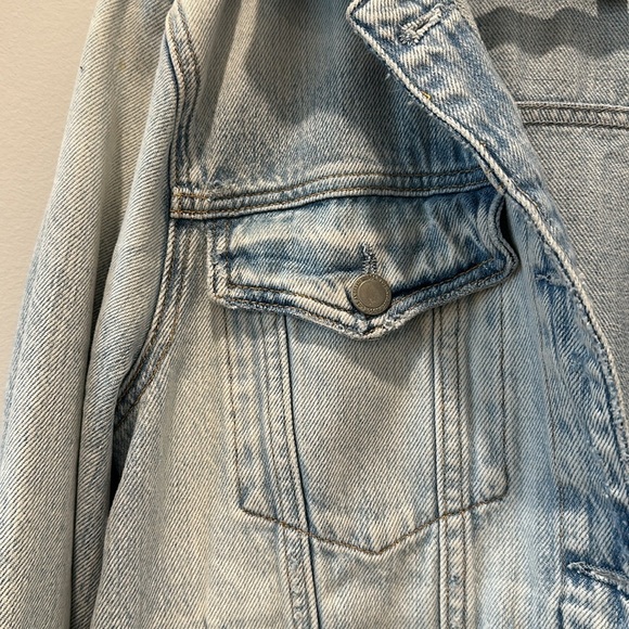 Hudson Jeans Distressed Light Wash Slouchy Denim Jean Jacket 100% Cotton Medium - Picture 3 of 9
